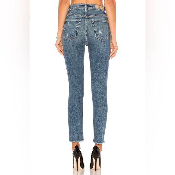 GRLFRND  Karolina High-Rise  Raw Hem Distressed Skinny Jean in  Sixpence 25 - Picture 15 of 16